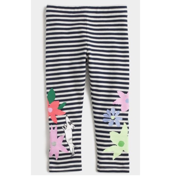 Crewcuts Other - Crewcuts Everyday Cropped Striped Leggings Flowers